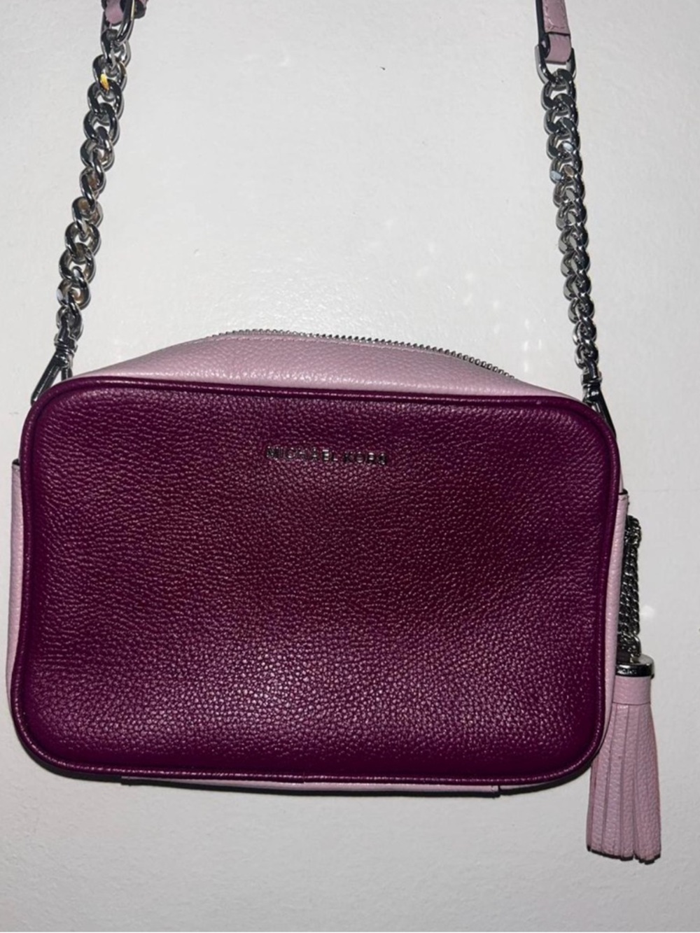 Michael Kors Two-Tone Purple and Light Pink Leather Crossbody
